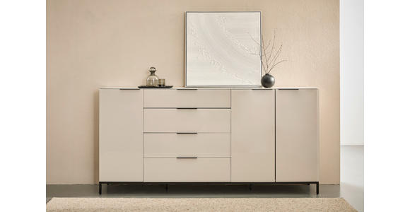 SIDEBOARD  225/99,7/42 cm 4 Schublade(n)  - Kaschmir/Schwarz, Design, Glas/Holzwerkstoff (225/99,7/42cm) - Novel