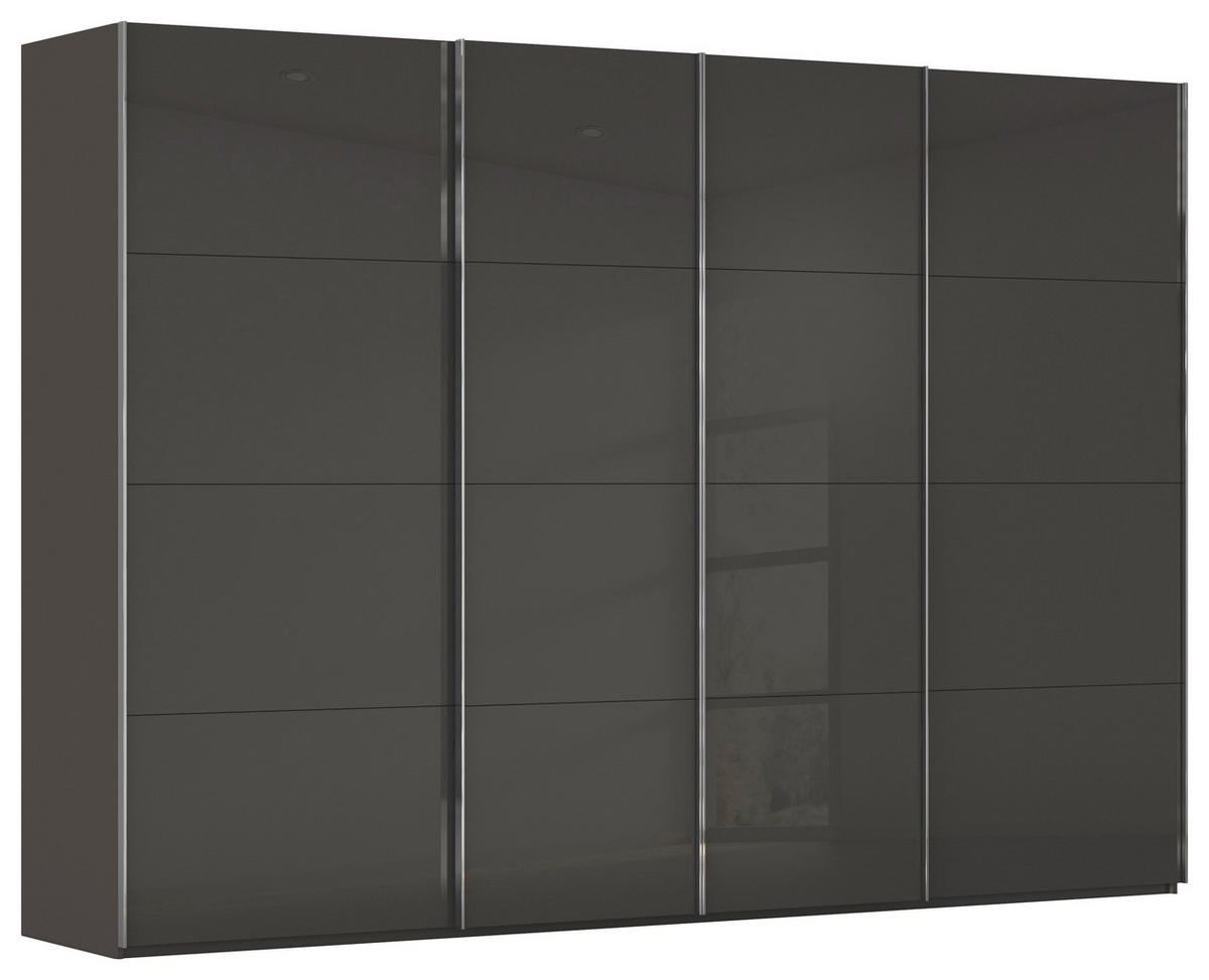 SCHWEBETÜRENSCHRANK 316/235/68 cm 4-türig Graphitfarben, Grau  - Chromfarben/Graphitfarben, Design, Glas/Holzwerkstoff (316/235/68cm) - Novel