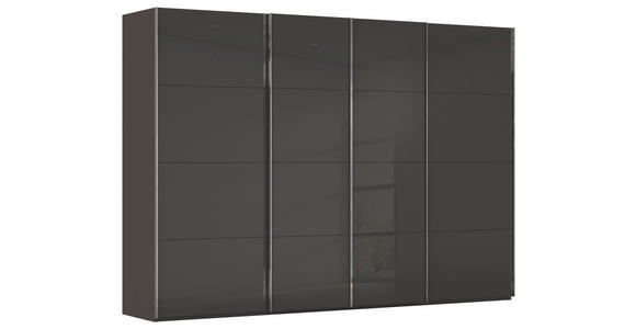 SCHWEBETÜRENSCHRANK 316/235/68 cm 4-türig Graphitfarben, Grau  - Chromfarben/Graphitfarben, Design, Glas/Holzwerkstoff (316/235/68cm) - Novel