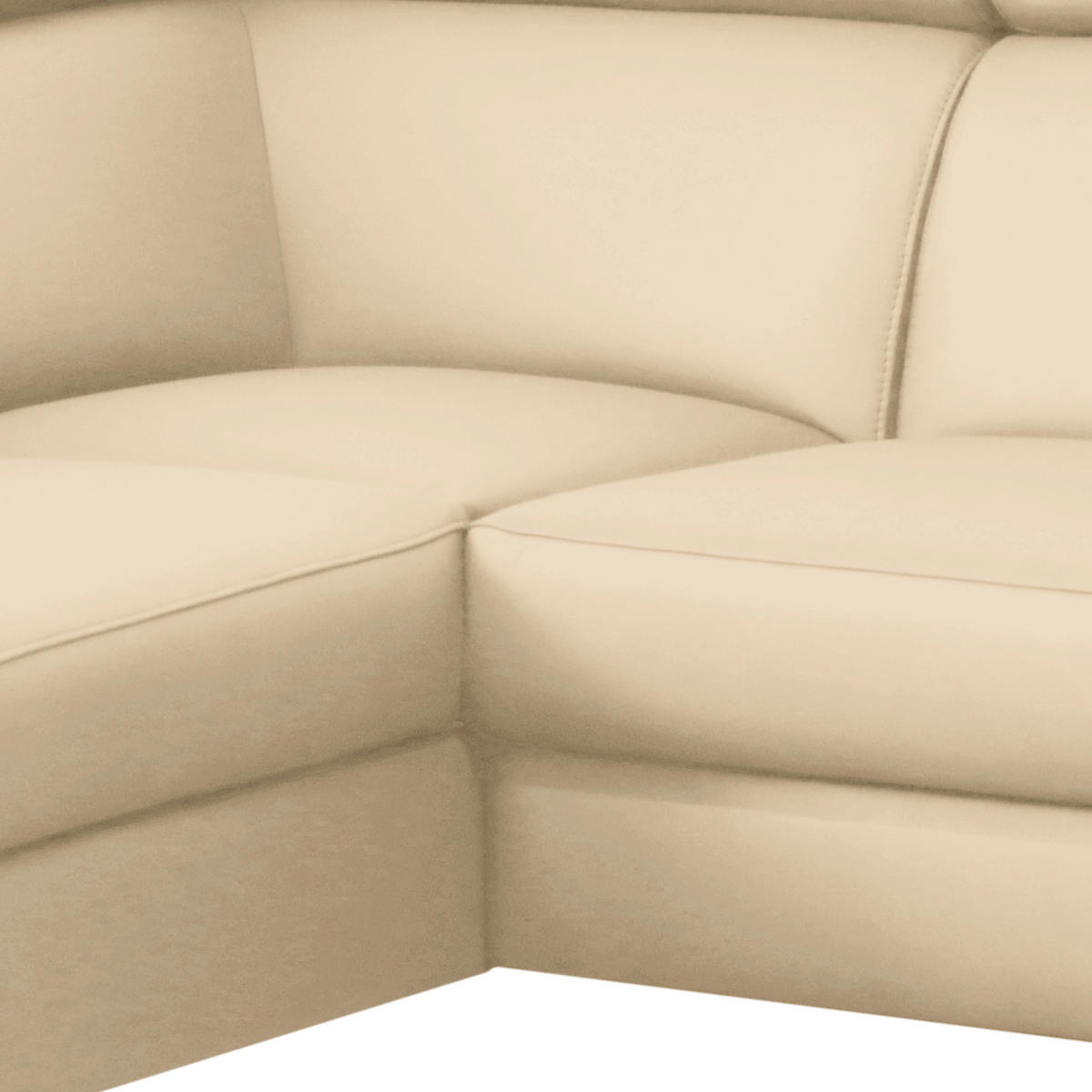 ECKSOFA Beige Echtleder Lederlook  - Chromfarben/Beige, Design, Leder/Textil (197/257cm) - Livetastic