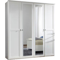 KLEIDERSCHRANK 180/210/58 cm,  in Weiß, 4 Tür(en)  - Schwarz/Weiß, KONVENTIONELL, Glas/Holzwerkstoff (180/210/58cm) - Boxxx