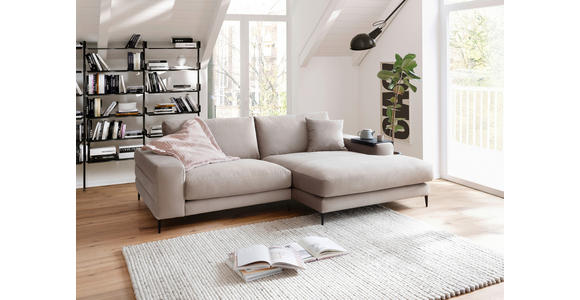 ECKSOFA in Velours Sandfarben 253/177 cm - Sandfarben/Schwarz, Design, Textil/Metall (253/177cm) - Dieter Knoll