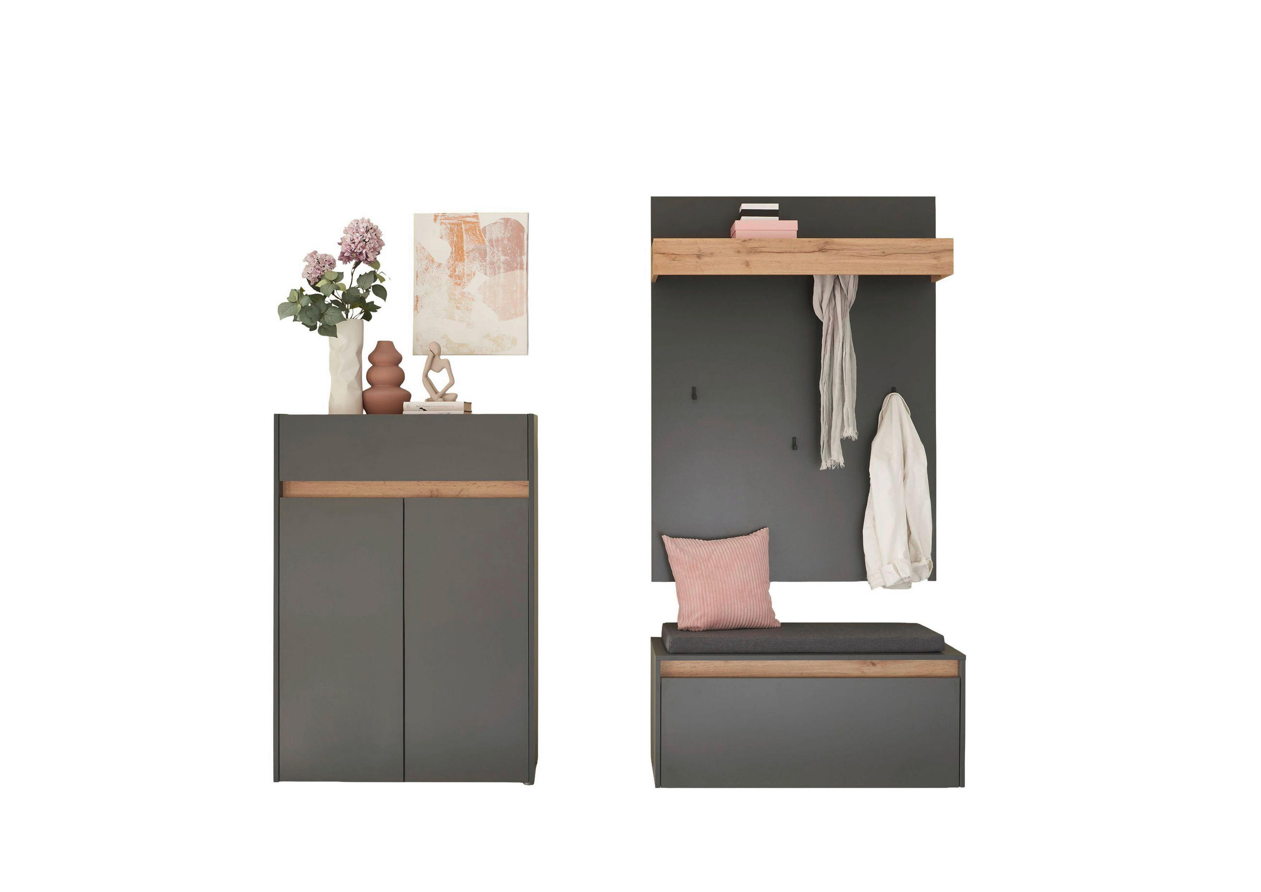 GARDEROBE 4-teilig  in 185/200/40 cm  - Anthrazit/Eiche Wotan, Design, Holzwerkstoff/Textil (185/200/40cm) - Modante