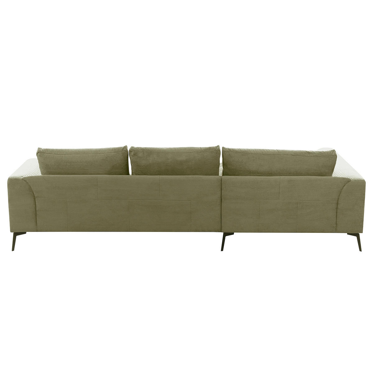 ECKSOFA  in Cord Olivgrün Nierenkissen, Rückenkissen  172/313 cm  - Schwarz/Olivgrün, Design, Textil/Metall (172/313cm) - P & B