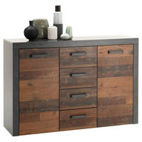 KOMODA, antracitová, hnedá, 135/92/38 cm - hnedá/antracitová, Trend, kompozitné drevo/plast (135/92/38cm)