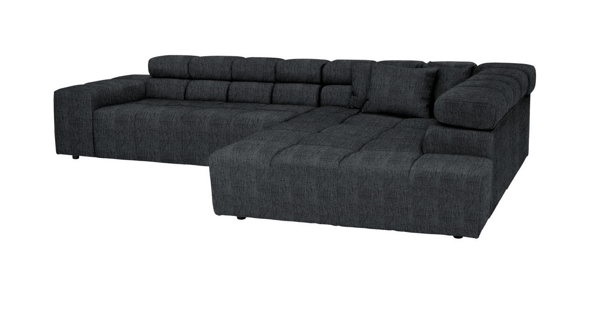 ECKSOFA in Flachgewebe Graphitfarben  317/213 cm  - Schwarz/Graphitfarben, Design, Kunststoff/Textil (317/213cm) - Hom`in