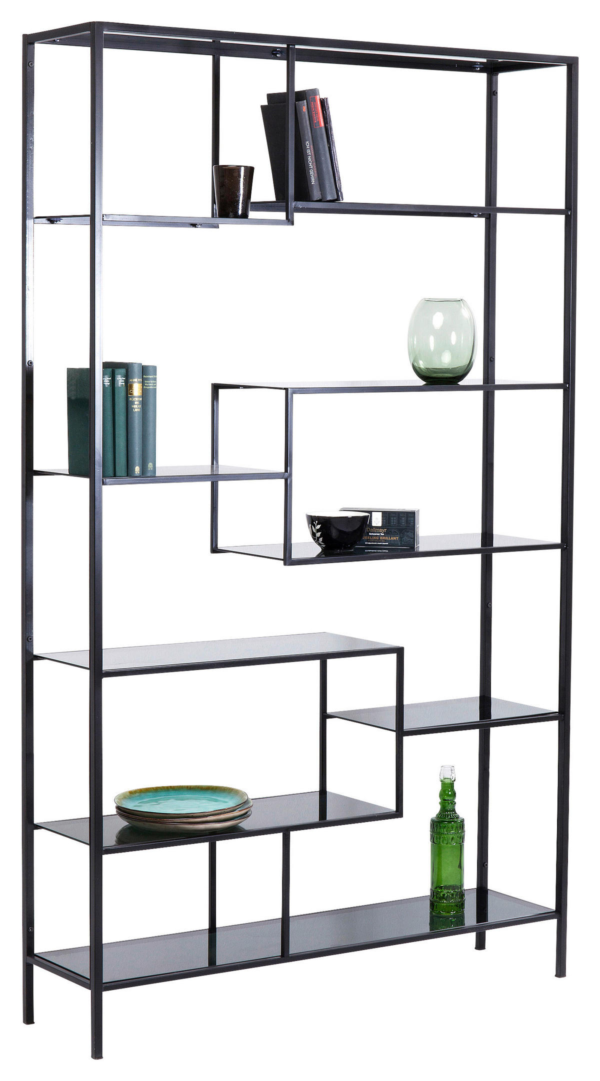 REGAL Anthrazit, Schwarz  - Anthrazit/Schwarz, Design, Glas/Metall (115/195/30cm) - Kare-Design
