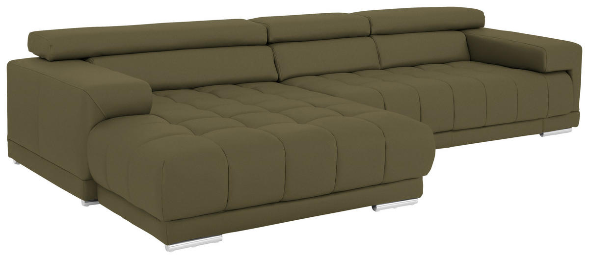 ECKSOFA in Echtleder Grün  - Chromfarben/Grün, Design, Leder/Metall (190/330cm) - Beldomo Speed