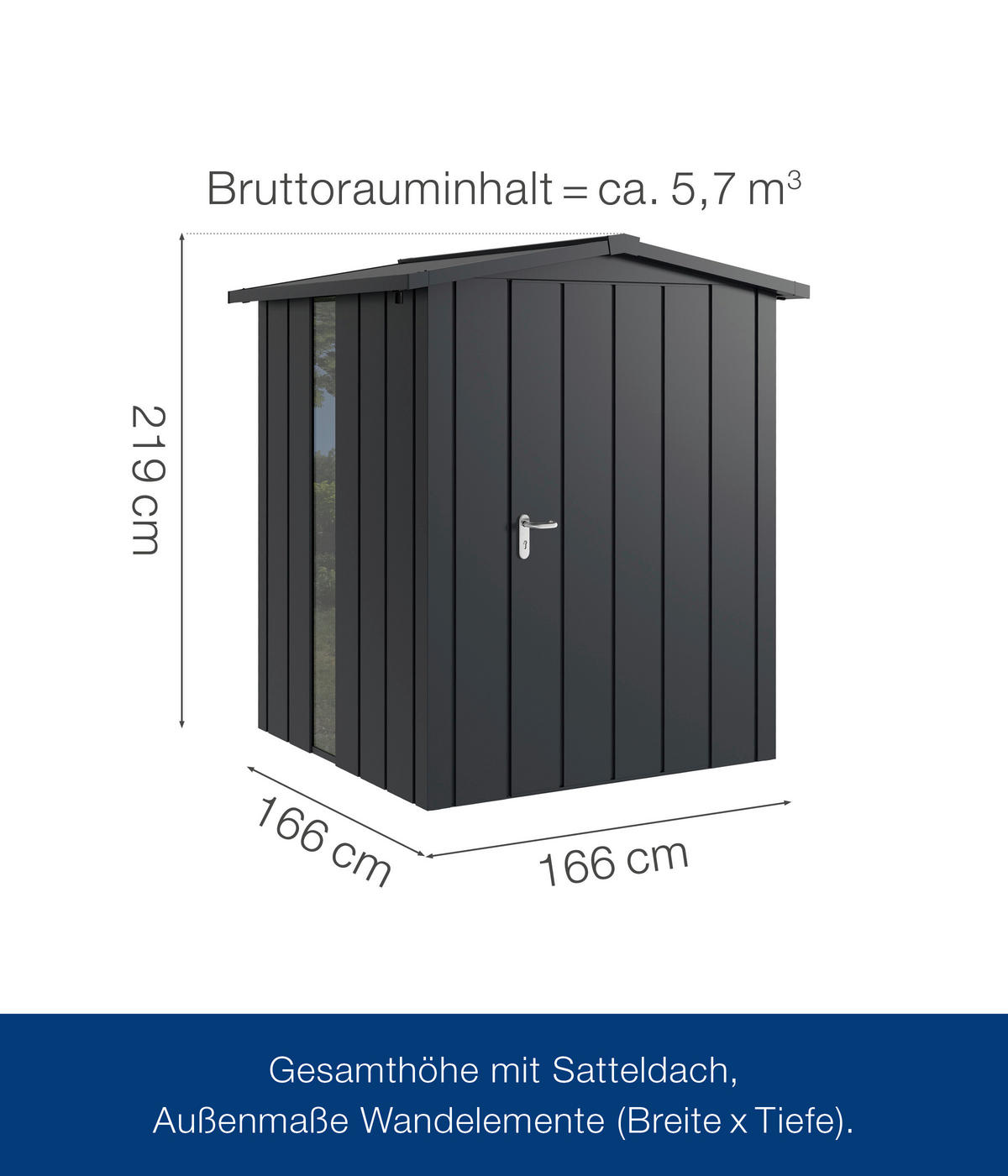 GERÄTEHAUS 187/219/181 cm  - Anthrazit, Basics, Metall (187/219/181cm)