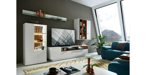 TV-ELEMENT 215/57/52 cm - Chromfarben/Eichefarben, Design, Holzwerkstoff/Metall (215/57/52cm) - Hom`in