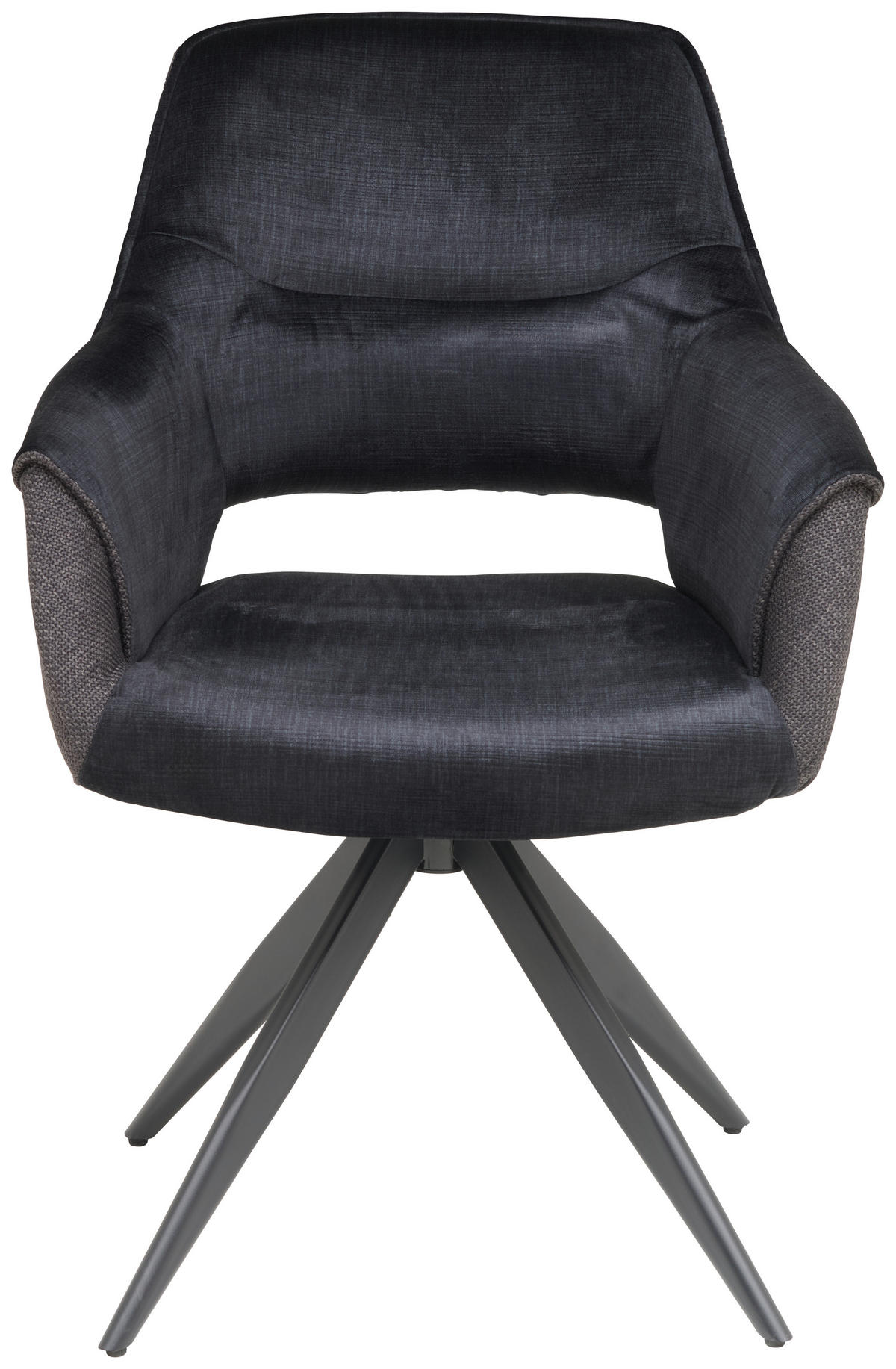 ARMLEHNSTUHL  in Eisen Samt, Webstoff  - Dunkelgrau/Schwarz, KONVENTIONELL, Textil/Metall (62/86/64cm) - MID.YOU