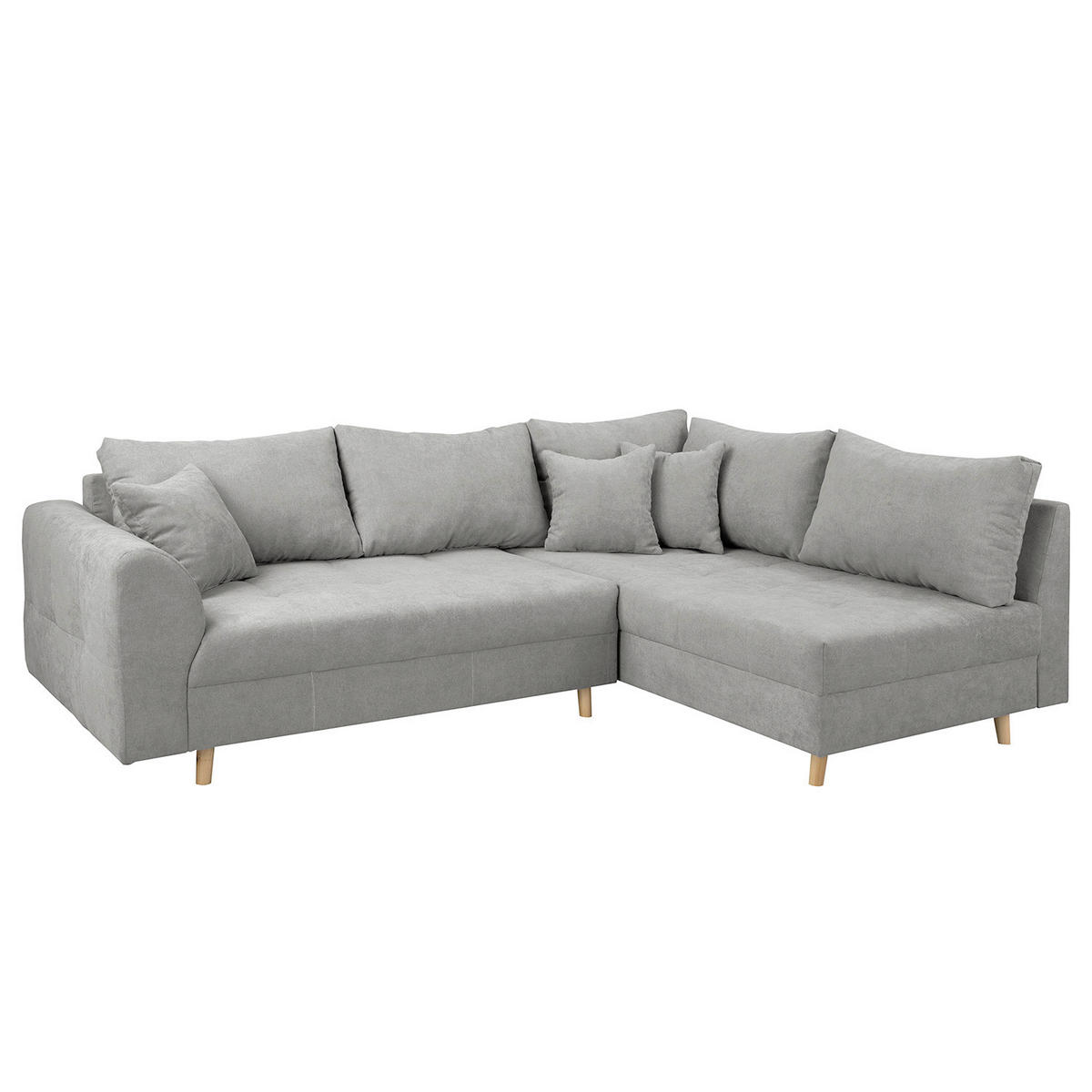 ECKSOFA Ariella in Mikrofaser Grau  231/161 cm  - Naturfarben/Grau, Design, Holz/Textil (231/161cm) - Livetastic