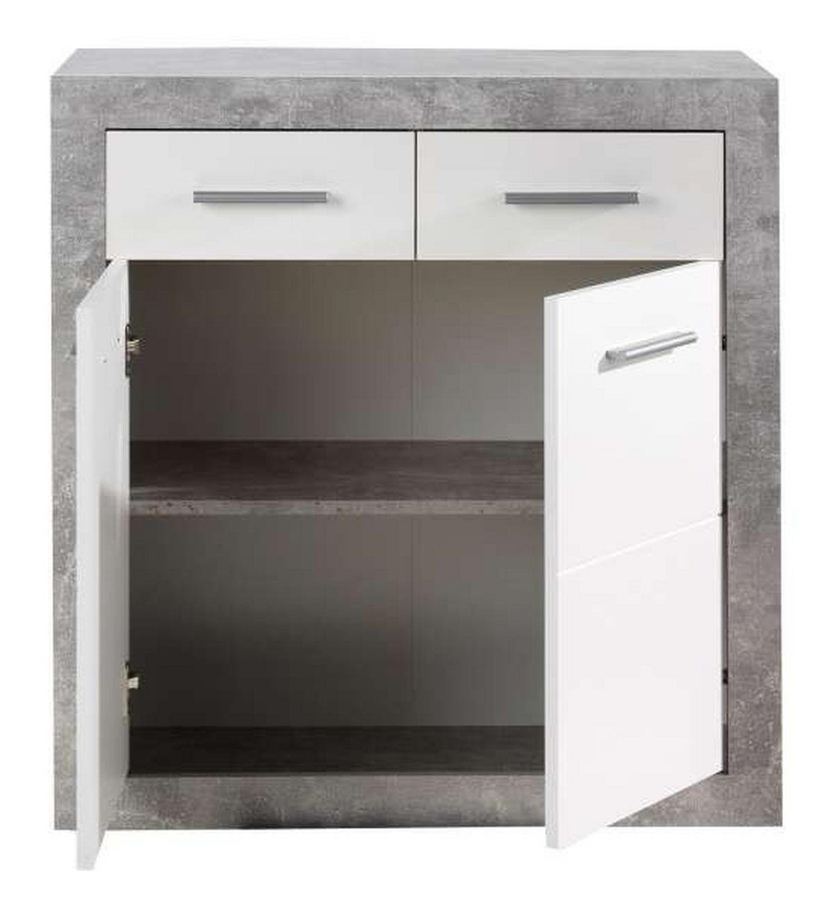 KOMMODE  in 83/90/37 cm  - Weiß Hochglanz/Silberfarben, KONVENTIONELL, Holzwerkstoff/Kunststoff (83/90/37cm) - MID.YOU