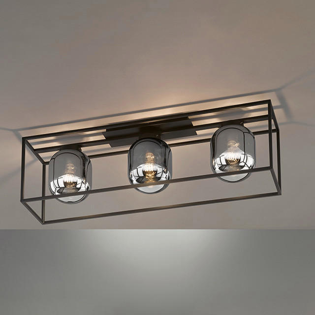 DECKENLEUCHTE REGI  - Schwarz, Design, Glas/Metall (20/90cm) - Fischer & Honsel