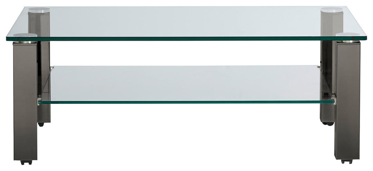 COUCHTISCH Kristallglas 110/70/42,5 cm rechteckig Grau  - Grau, Design, Glas/Kunststoff (110/70/42,5cm)