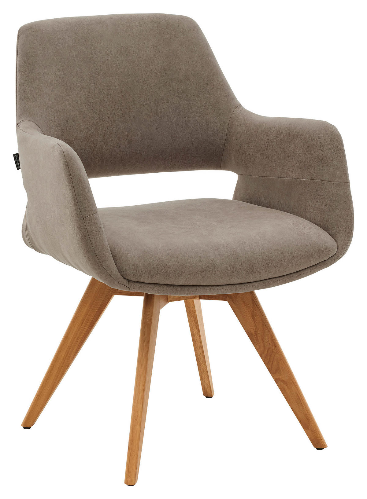 ARMLEHNSTUHL  Stoffauswahl, Sitzfläche 180° drehbar, automatische Rückholfunktion Mikrofaser  - Beige, Design, Holz/Textil (62/83/62cm) - Musterring