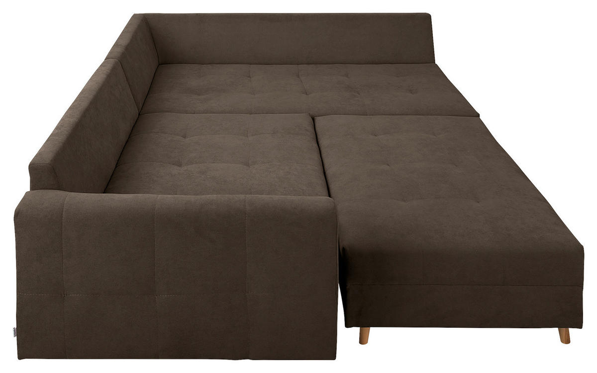 ECKSOFA inkl. Hocker Ariella Braun Mikrofaser  - Naturfarben/Braun, Design, Holz/Textil (161/231cm) - Livetastic