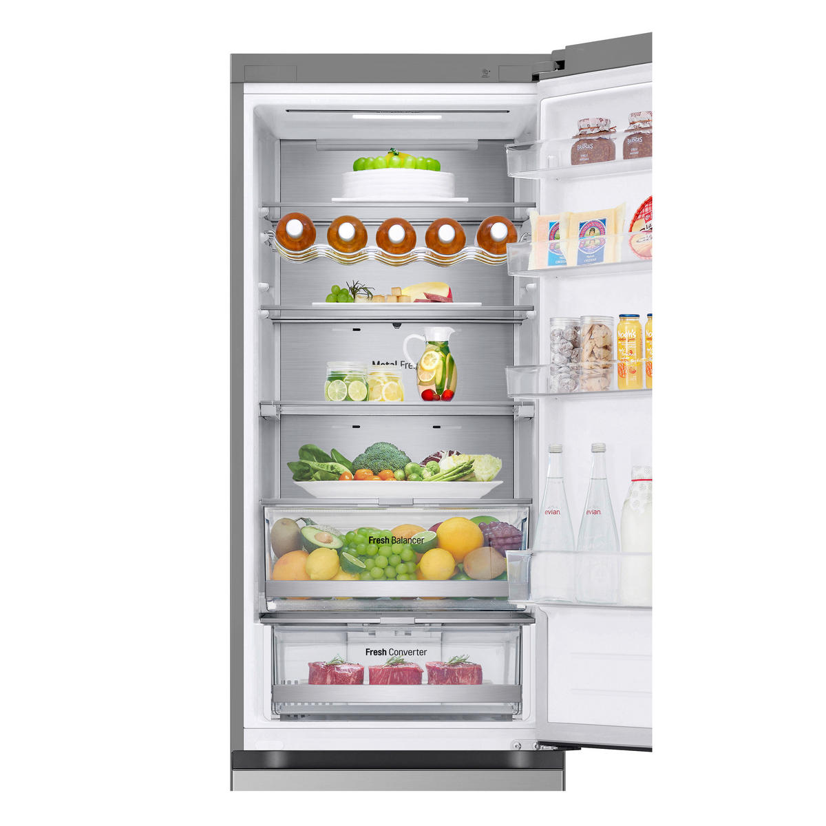 KÜHL-GEFRIER-KOMBINATION 59.5/203/75 cm GBV7270CPY  - Edelstahlfarben, Trend, Glas/Kunststoff (59.5/203/75cm) - LG