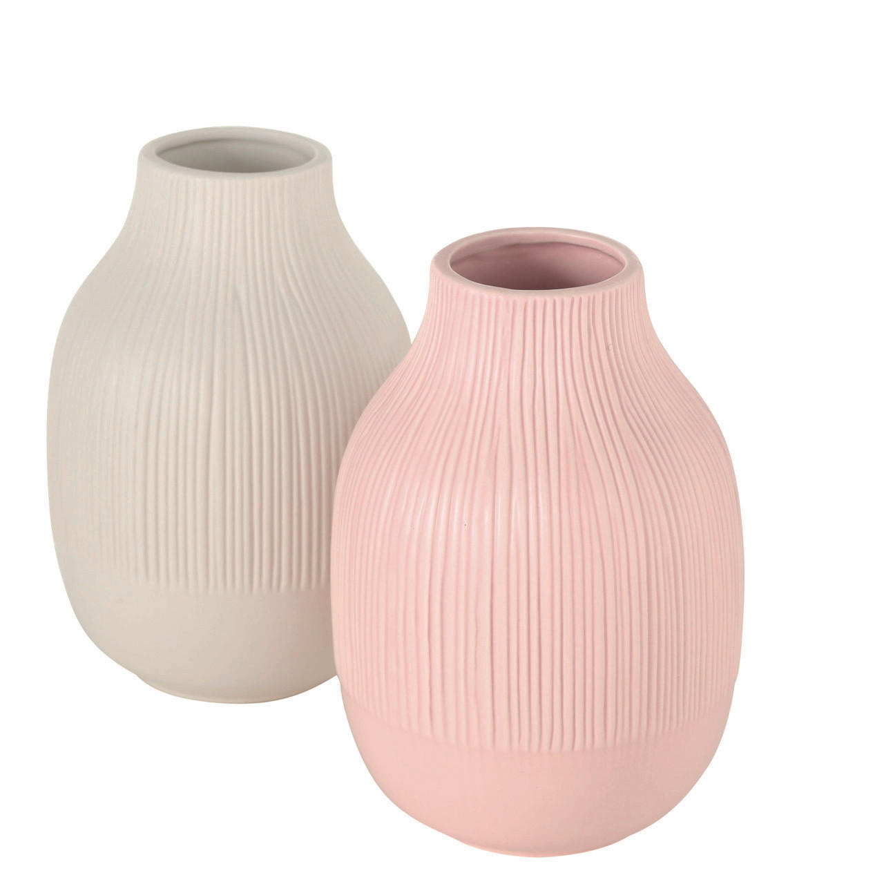 VÁZA, keramika, 21 cm - růžová/krémová, Basics, keramika (14/21cm)