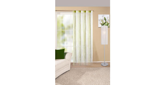 Fadenvorhang Stangendurchzug Rita B: 90cm, Grün/Weiß - Dunkelgrün/Weiß, KONVENTIONELL, Textil (90/245cm) - Luca Bessoni