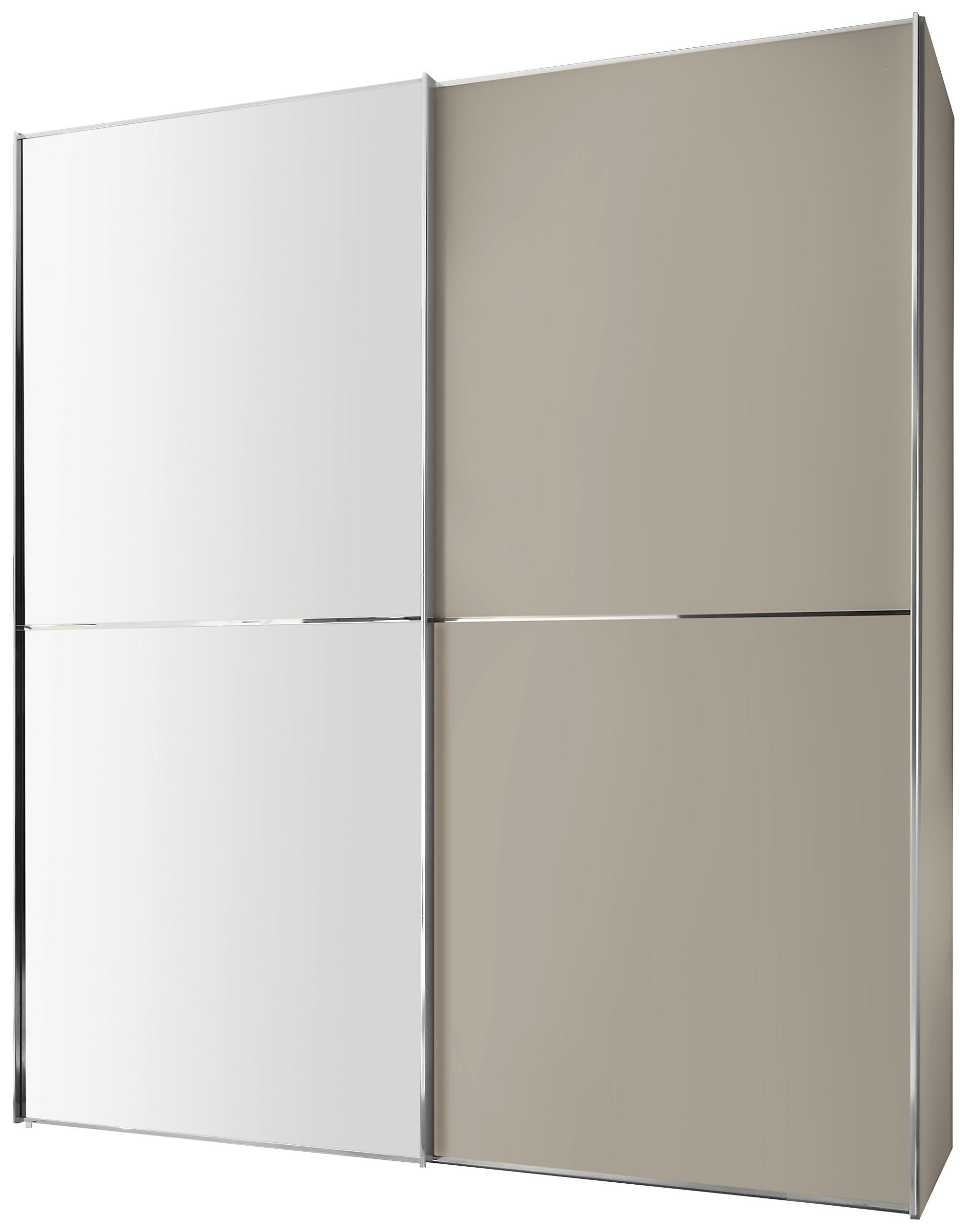 SCHWEBETÜRENSCHRANK 2-türig Sandfarben  - Sandfarben/Chromfarben, Design, Glas/Holzwerkstoff (167/222/68cm) - Moderano