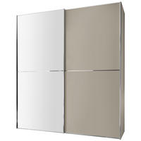 SCHWEBETÜRENSCHRANK 2-türig Sandfarben  - Sandfarben/Chromfarben, Design, Glas/Holzwerkstoff (167/222/68cm) - Moderano