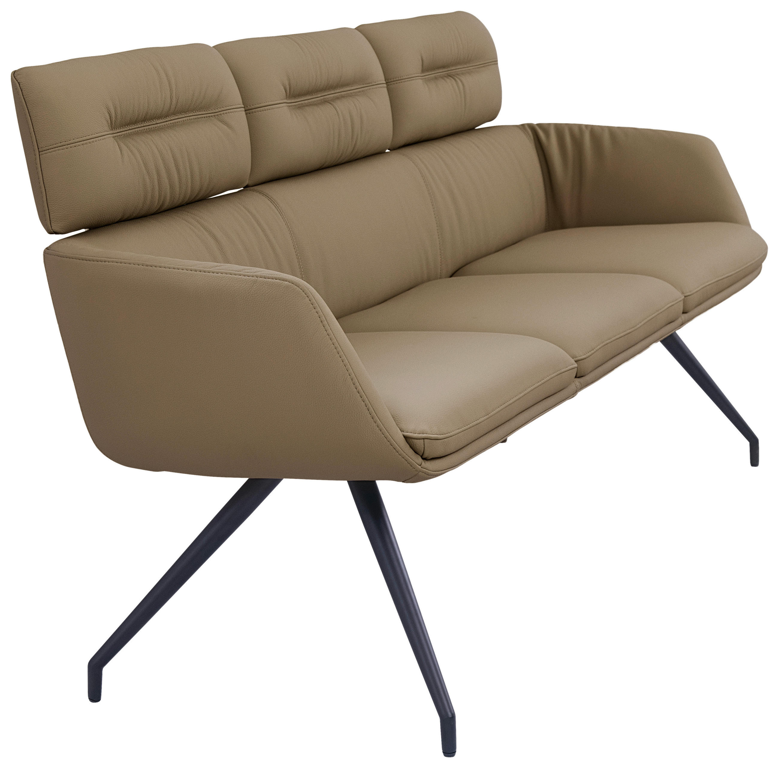 SITZBANK 200/91/70 cm Echtleder Schwarz, Taupe  - Taupe/Schwarz, Design, Leder/Metall (200/91/70cm) - Dieter Knoll