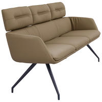 SITZBANK 200/91/70 cm Echtleder Schwarz, Taupe  - Taupe/Schwarz, Design, Leder/Metall (200/91/70cm) - Dieter Knoll