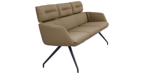 SITZBANK 200/91/70 cm Echtleder Schwarz, Taupe  - Taupe/Schwarz, Design, Leder/Metall (200/91/70cm) - Dieter Knoll