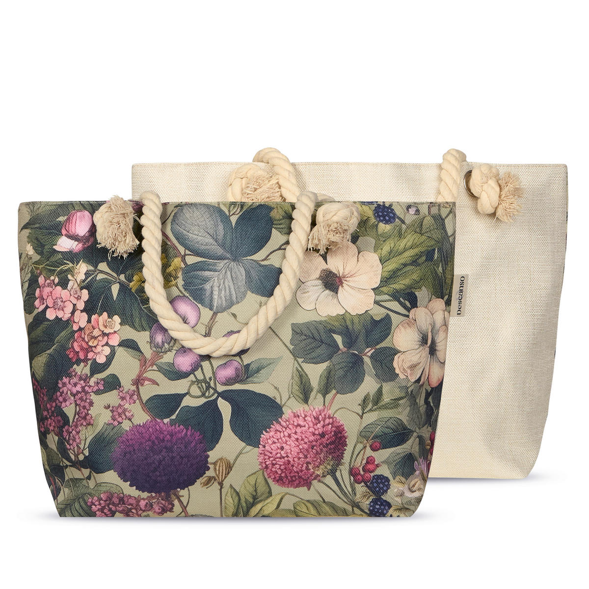 STRANDTASCHE - Violett/Aubergine, Basics, Textil (60/43cm)