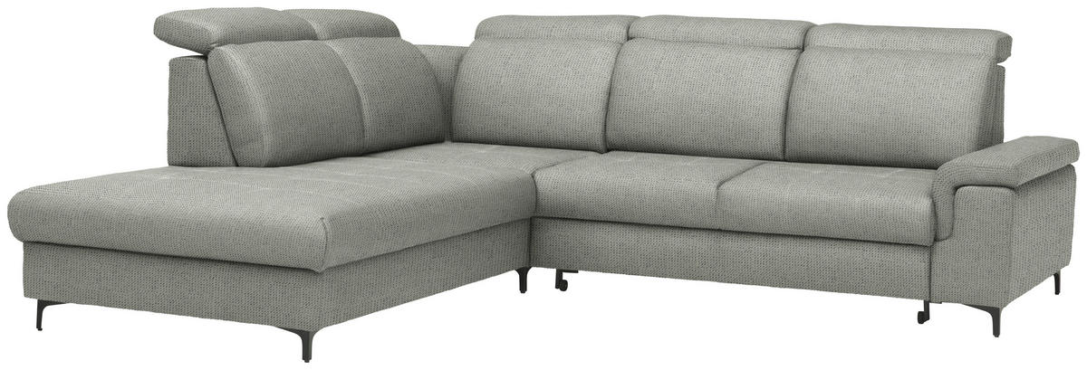 ECKSOFA Struktur Graubraun  - Graubraun/Schwarz, Design, Textil/Metall (270/292cm) - Stylife