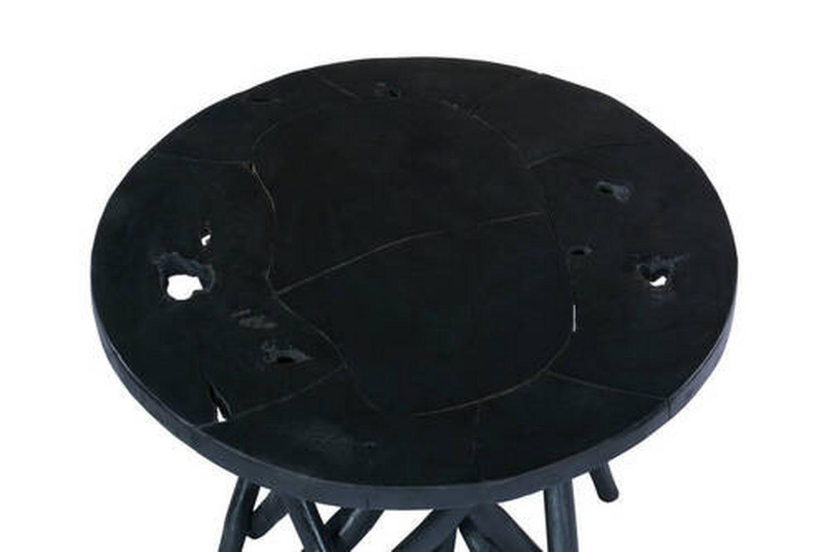 PRÍRUČNÝ STOLÍK, tíkové drevo, čierna - čierna, Natur, drevo (60/60/40cm)
