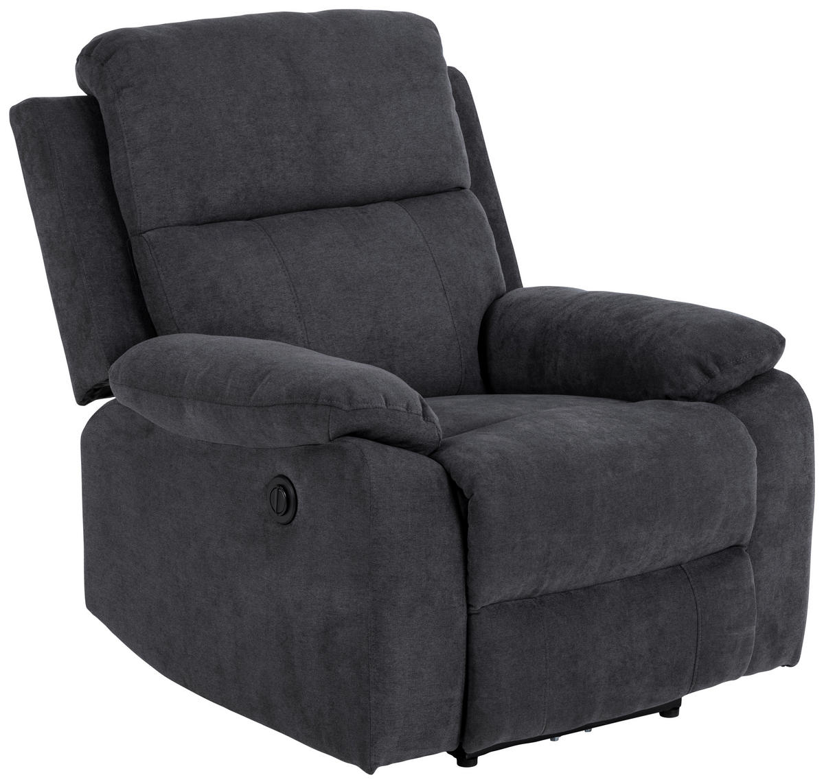 RECLINERFÅTÖLJ i chenille mörkgrå  - mörkgrå/svart, Klassisk, metall/textil (89,5/98/95cm) - MID.YOU