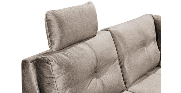 WOHNLANDSCHAFT in Mikrovelours Creme - Creme/Schwarz, KONVENTIONELL, Kunststoff/Textil (217/334/127cm) - Carryhome