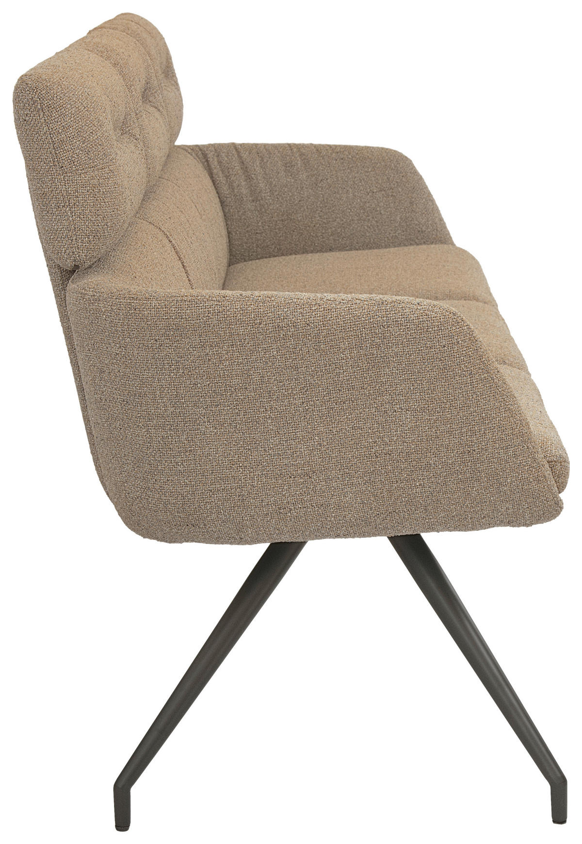 SITZBANK 200/91/70 cm Webstoff Schwarz, Graubraun  - Graubraun/Schwarz, Design, Textil/Metall (200/91/70cm) - Dieter Knoll