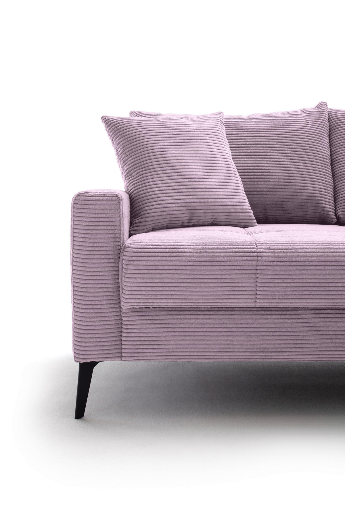 ECKSOFA Lila Cord  - Lila/Schwarz, KONVENTIONELL, Textil/Metall (280/173cm) - Hom`in