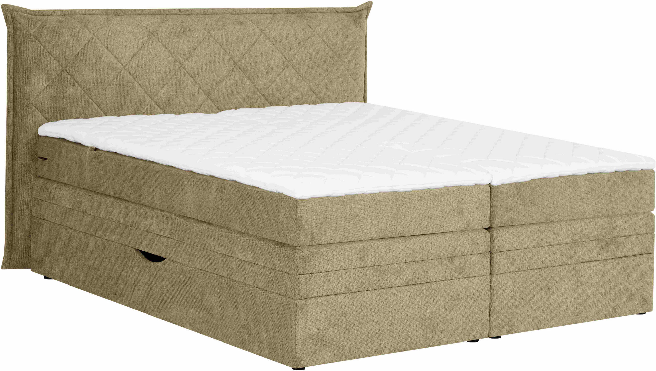 BOXSPRINGBETT 180/200 cm  in Olivgrün  - Schwarz/Olivgrün, KONVENTIONELL, Holz/Textil (180/200cm) - Welnova