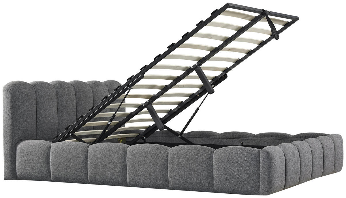 POLSTERBETT 140/200 cm  Grau  - Schwarz/Naturfarben, Modern, Holz/Kunststoff (140/200cm) - Livetastic