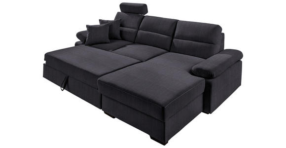 ECKSOFA in Webstoff Anthrazit  - Dunkelbraun/Anthrazit, KONVENTIONELL, Kunststoff/Textil (258/166cm) - Cantus