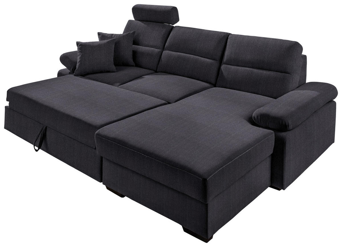 ECKSOFA in Webstoff Anthrazit  - Dunkelbraun/Anthrazit, Konventionell, Kunststoff/Textil (258/166cm) - Cantus