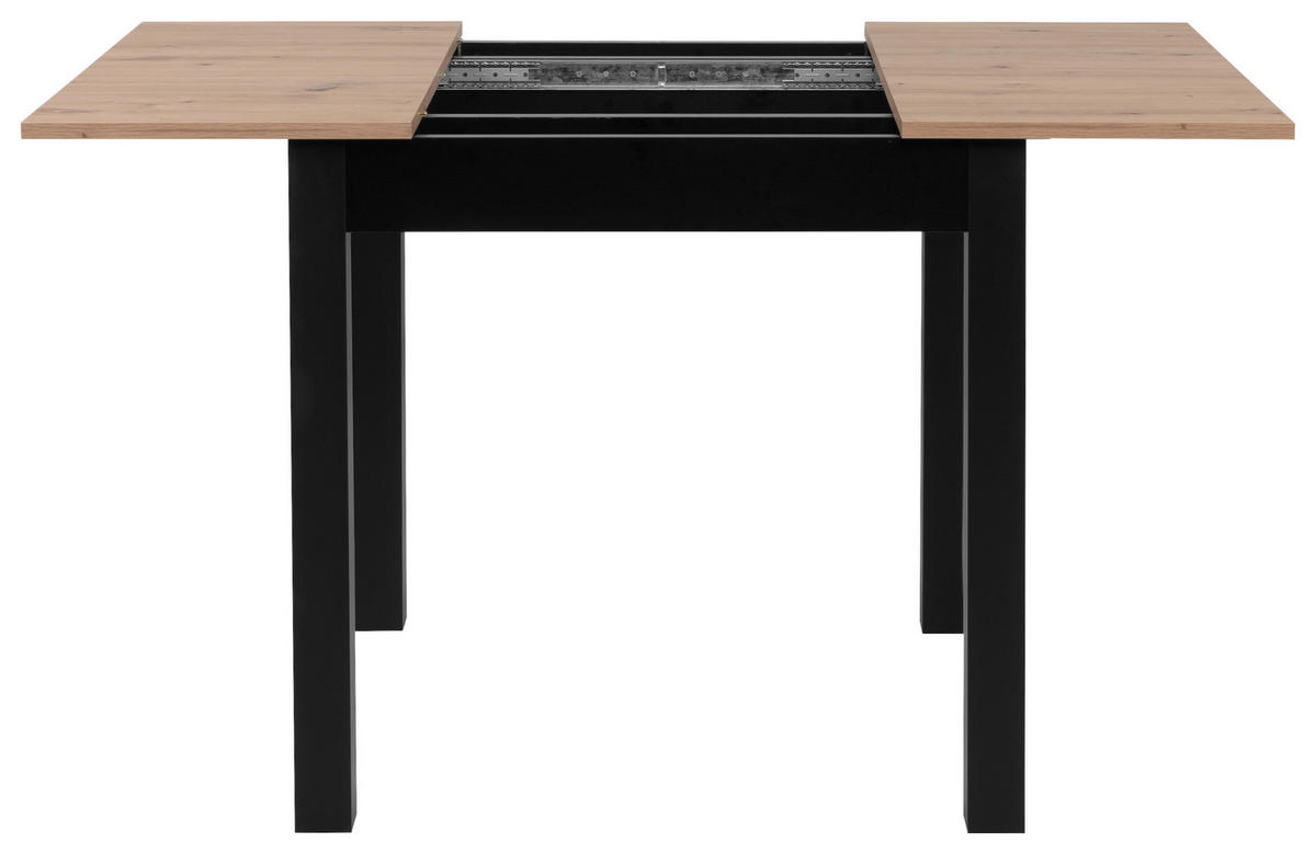 ESSTISCH Schwarz, Eiche Artisan quadratisch  ausziehbar  - Schwarz/Eiche Artisan, Basics, Holzwerkstoff (80/80/76,5cm) - MID.YOU