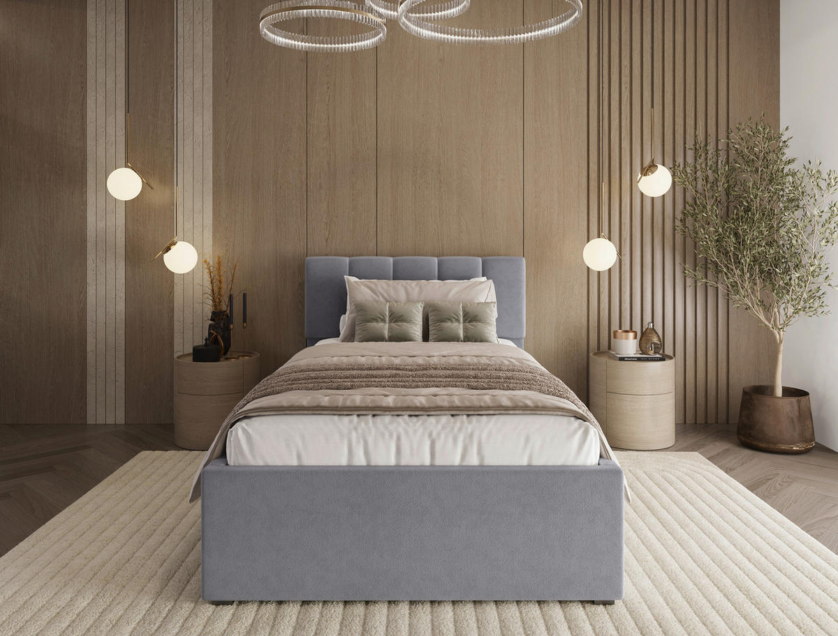 POLSTERBETT 120/200 cm  in Silberfarben  - Silberfarben/Schwarz, Design, Holz/Kunststoff (120/200cm) - Stylife