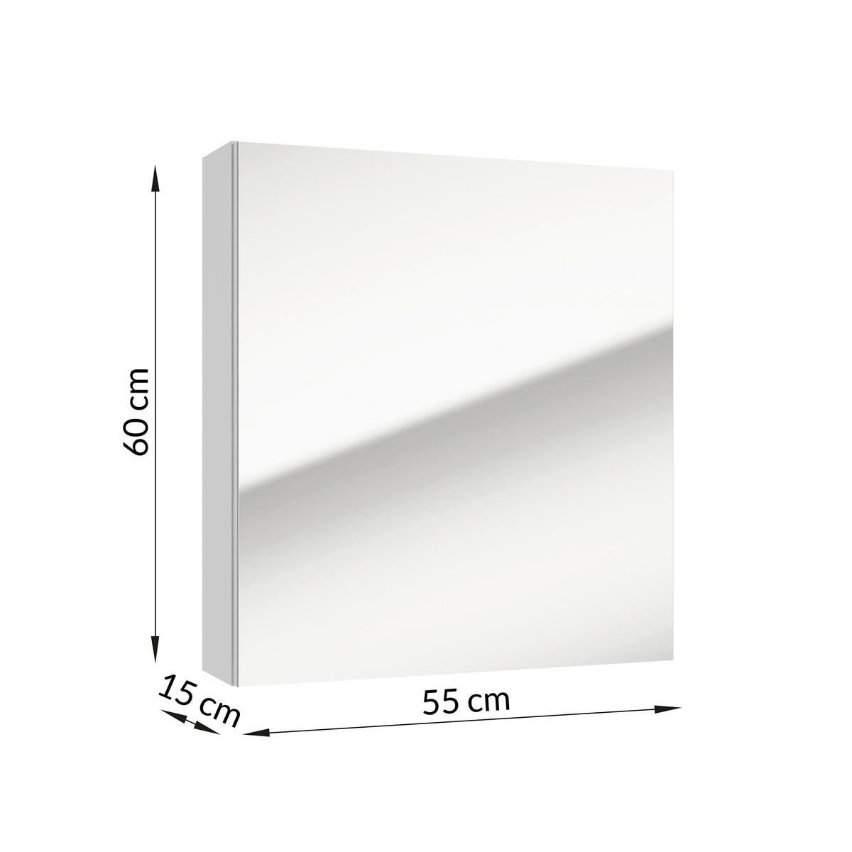 SPIEGELSCHRANK 55/60/15 cm  - Weiß, Basics, Glas/Holzwerkstoff (55/60/15cm) - MID.YOU