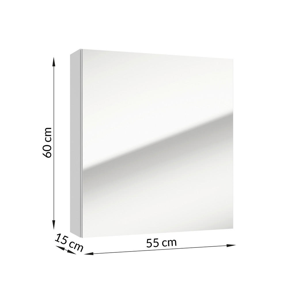 Thumbnail - Mid.you Spiegelschrank, Weiß, Holzwerkstoff, 2 Fächer, 55x60x15 cm, Soft-Close-System, Badezimmer, Badezimmerspiegel, Sp...