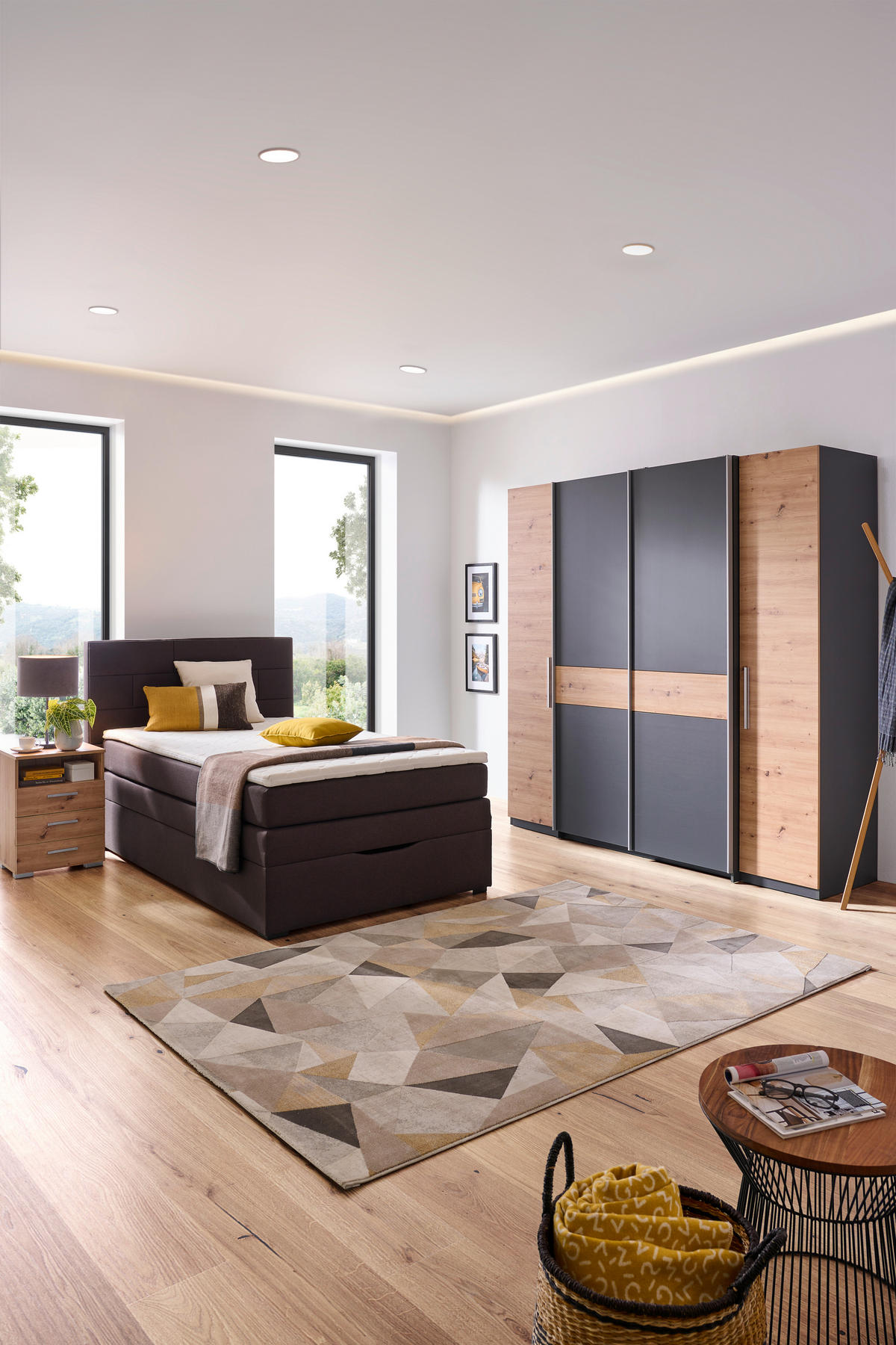 BOXSPRINGBETT 100/200 cm  in Dunkelbraun  - Wengefarben/Dunkelbraun, Konventionell, Textil (100/200cm) - Carryhome