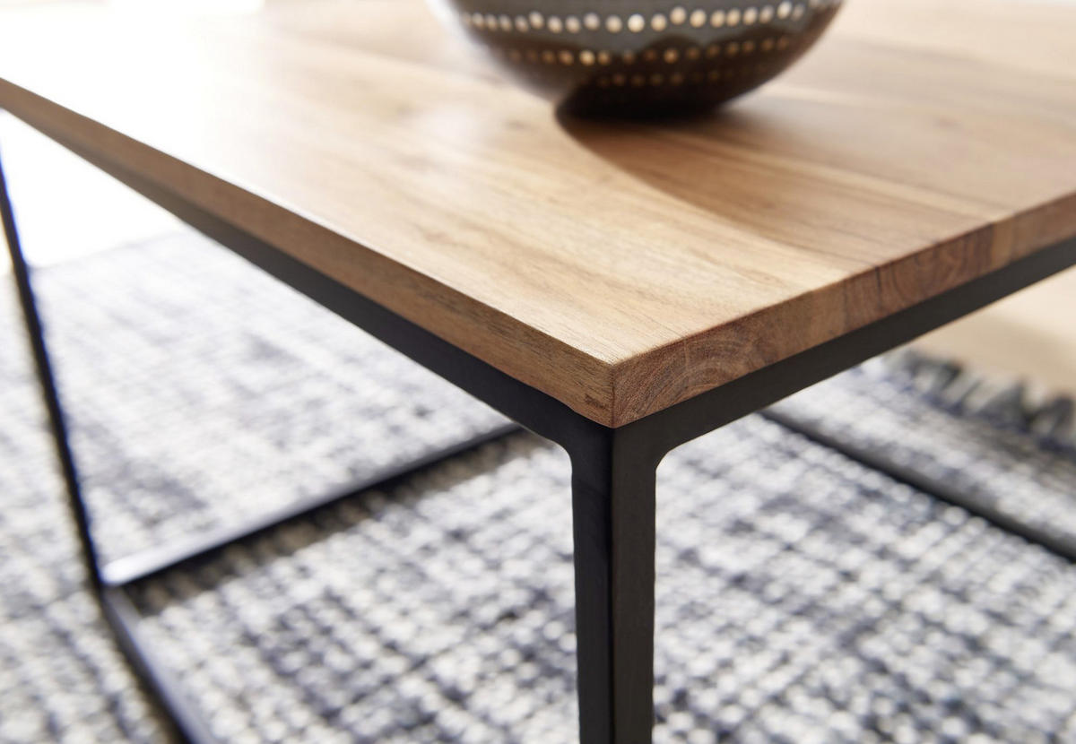 COUCHTISCH in Holz 60/60/41 cm  - Schwarz/Akaziefarben, Modern, Holz/Metall (60/60/41cm) - MID.YOU