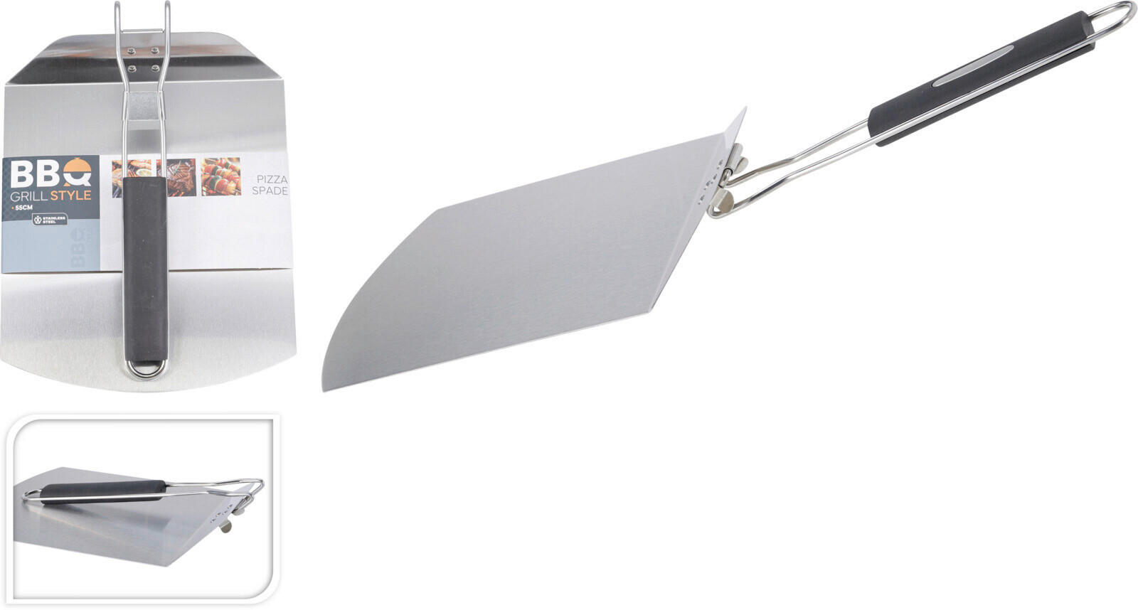 LOPATICA ZA ROŠTILJ - srebrne boje/crna, Basics, metal/plastika (55/24cm)