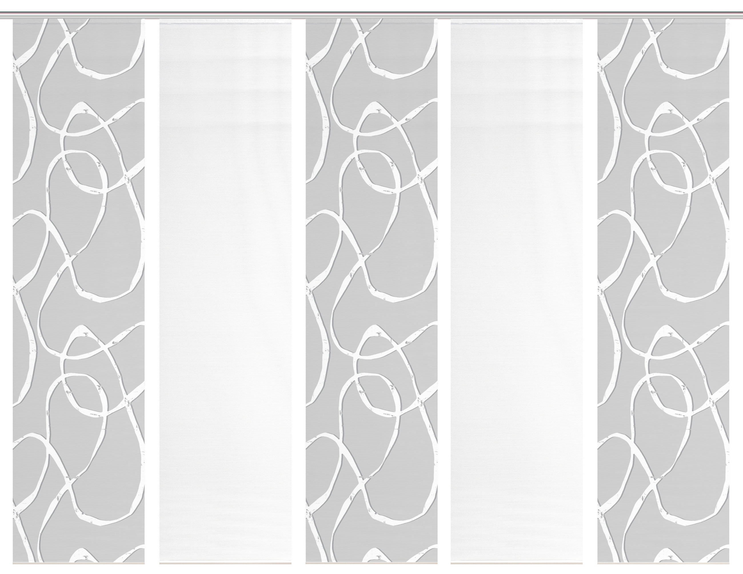 FLÄCHENVORHANG  5 Stück  blickdicht  60/260 cm   - Hellgrau/Weiß, KONVENTIONELL, Textil (60/260cm)