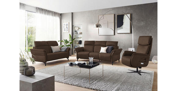 TRAPEZSOFA in Echtleder Braun  - Schwarz/Braun, KONVENTIONELL, Leder/Metall (221/103/95cm) - Dieter Knoll