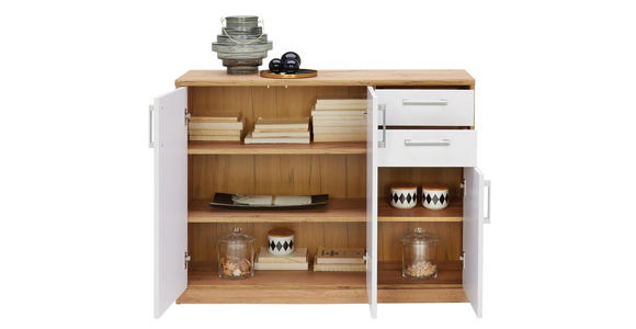 KOMMODE 106/84/36 cm - Eichefarben/Silberfarben, KONVENTIONELL, Holzwerkstoff (106/84/36cm) - Xora